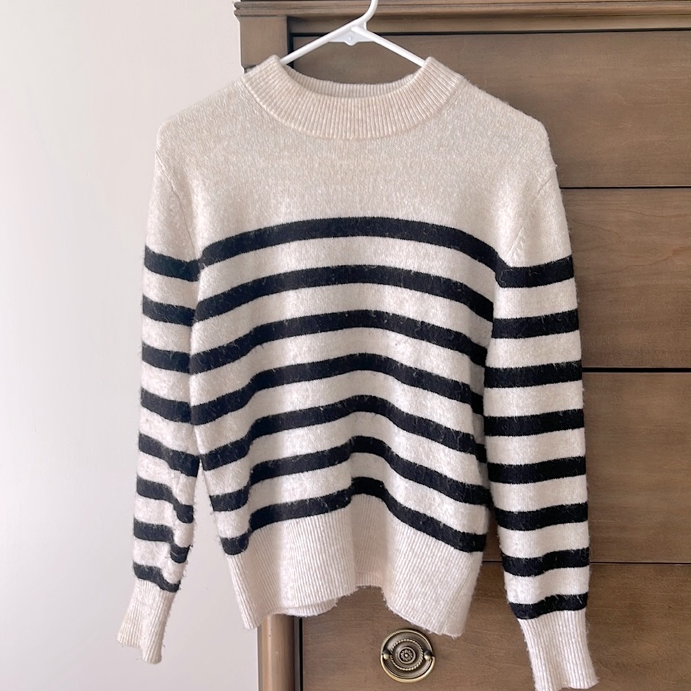 Striped Mock Neck Sweater